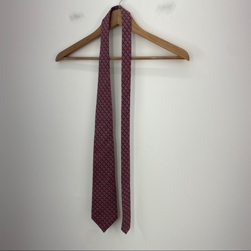 Vintage 90s Christian Dior Monsieur Mauve Pink Blue Chain Silk Menswear - Picture 3 of 11